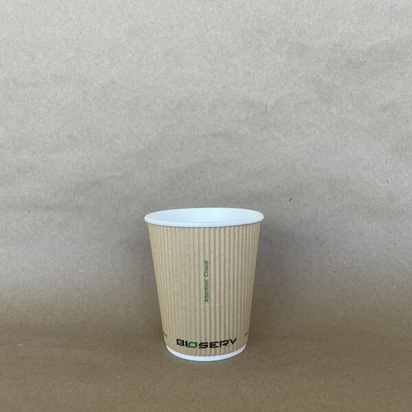 8oz. Kraft Bioserv Double Wall Comfort Grip Hot Cup BPI